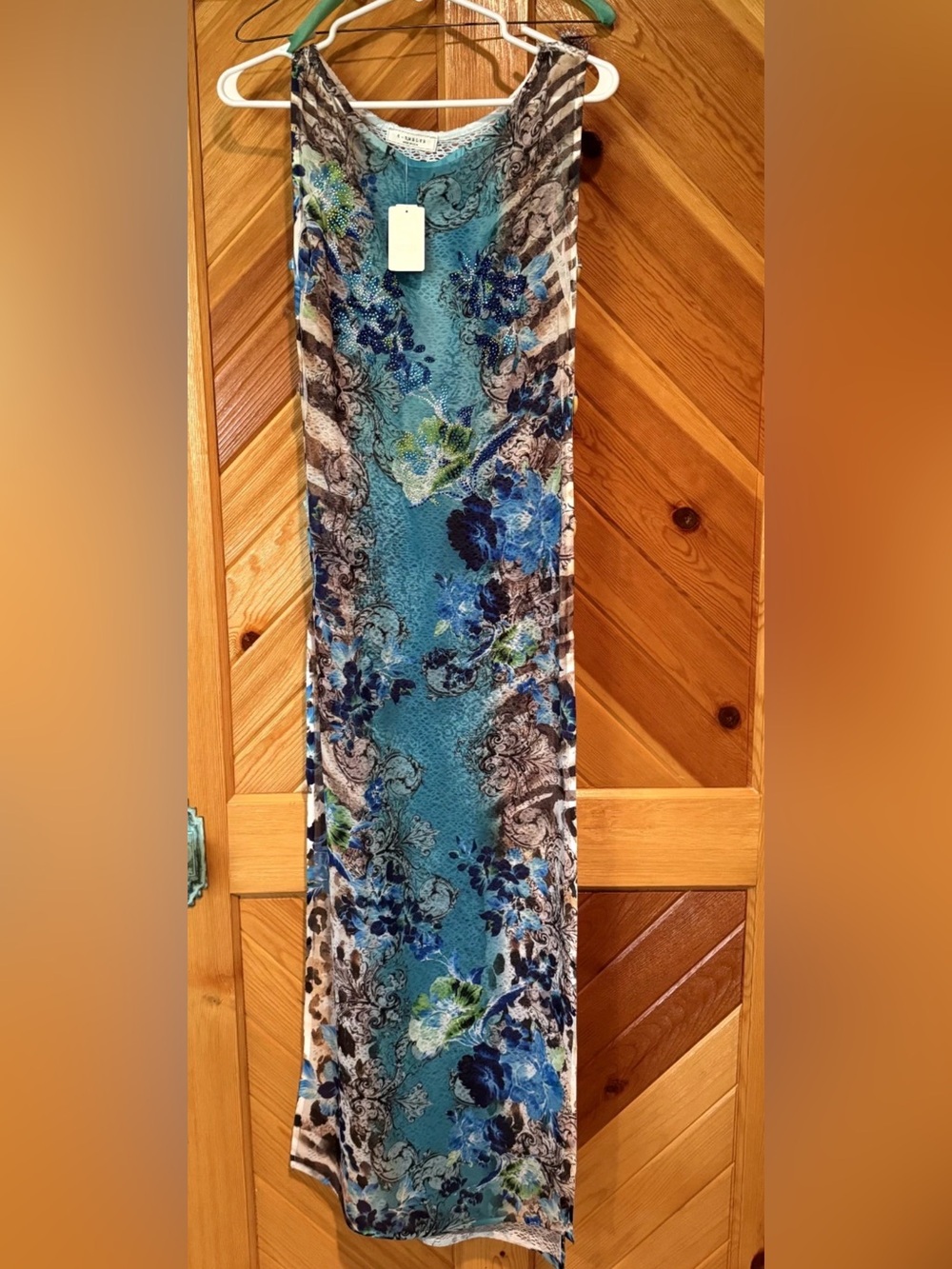 S-Twelve Blue Floral Swim Dress Cover Up Size Small Made in USA